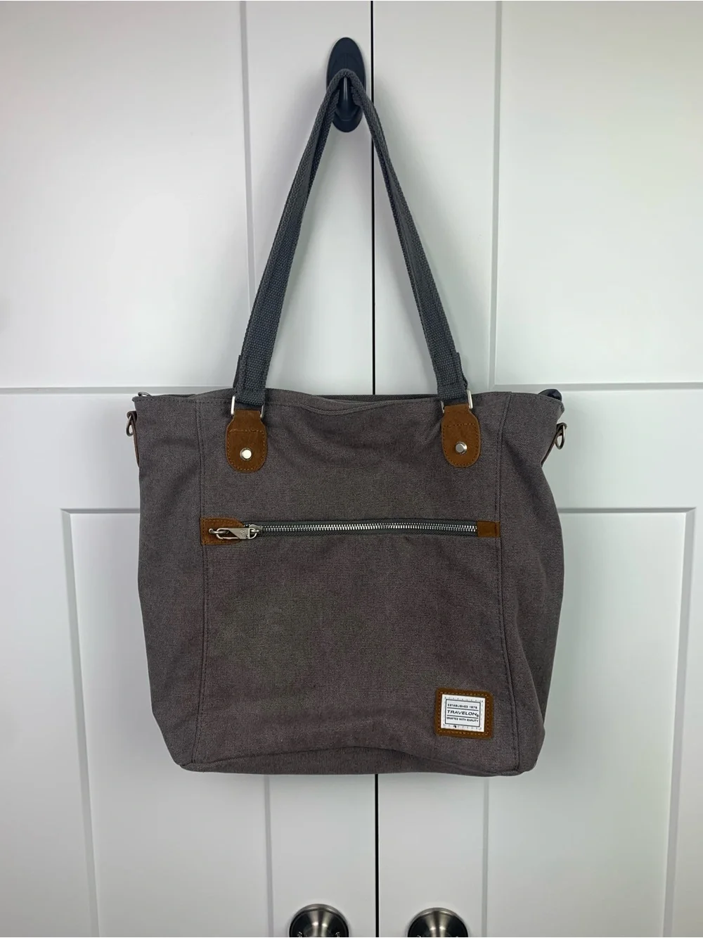NEW Travelon Anti-Theft Heritage Tote Bag Pewter Gray Work Travel Conference